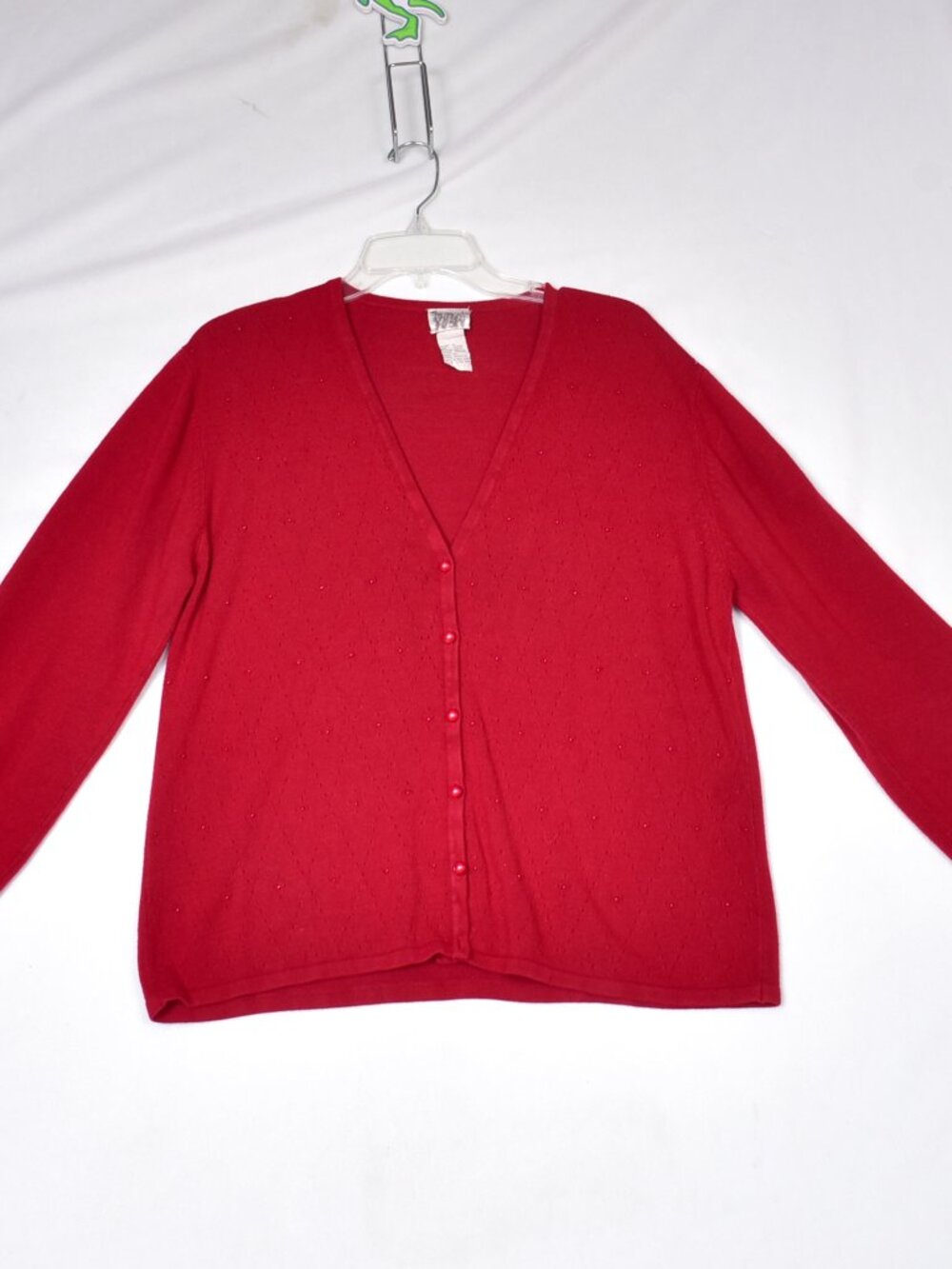 Koret Petits Women's Red Cardigan Blouse's Pearl Buttons Size XL